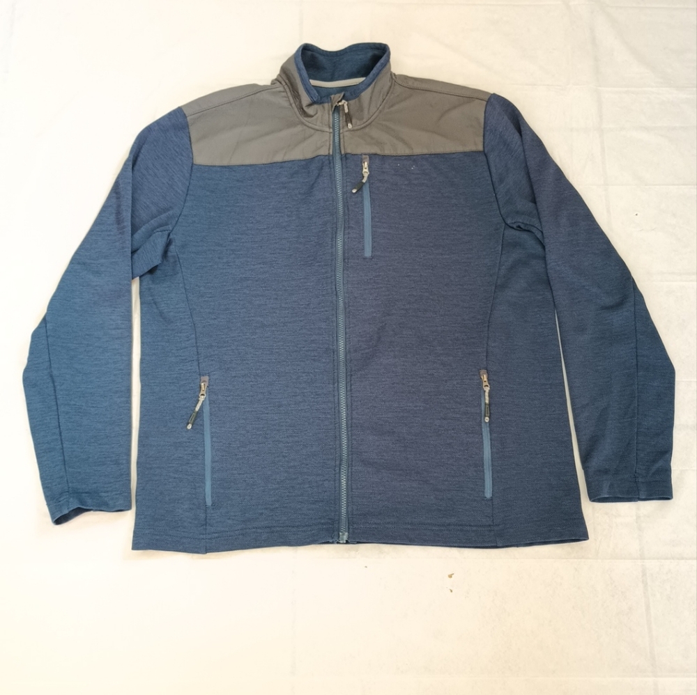 ORVIS Sweater Fleece long sleeve Full Zip Jacket - Men's L Navy/ Brown